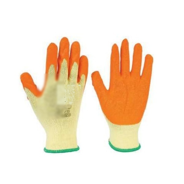 IND-HP-02 Crinkled Latex Coated Knitted Work Gloves (Orange / Grey)
